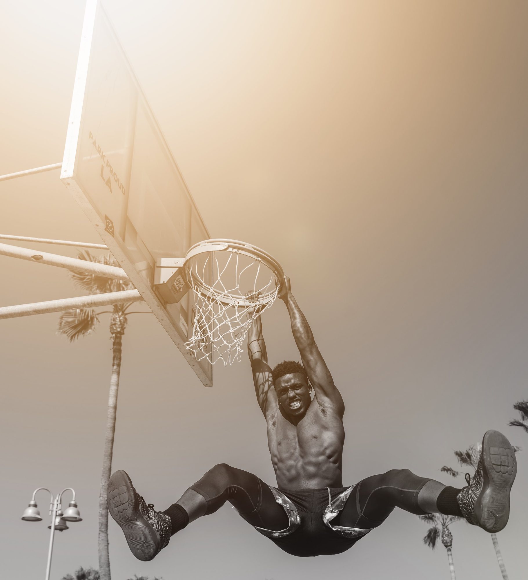 Backlit dunk, playground court